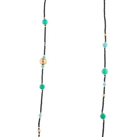 DAVID YURMAN 18K 750 AMAZONITE, CHRYSOPRASE & SPINEL BEAD STRAND NECKLACE
